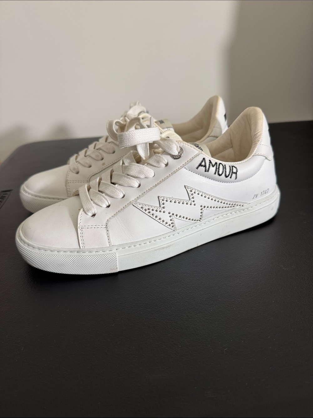 Zadig & Voltaire women’s 39 EU 8.5 US white leather lighting Amour sneakers